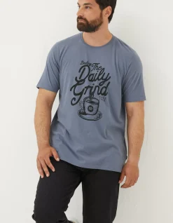 FatFace Daily Grind T-Shirt Dusky Blue Outlet