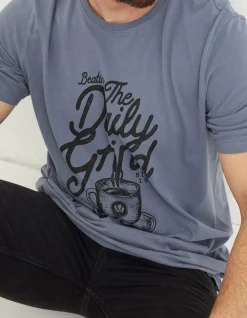 FatFace Daily Grind T-Shirt Dusky Blue Outlet