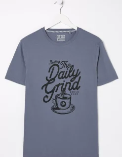 FatFace Daily Grind T-Shirt Dusky Blue Outlet