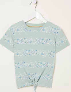 FatFace Daisy Knot Front T-Shirt Sage Green Best