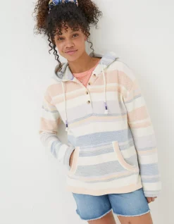 FatFace Daisy Textured Stripe Hoodie Multi Colour Online