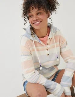 FatFace Daisy Textured Stripe Hoodie Multi Colour Online