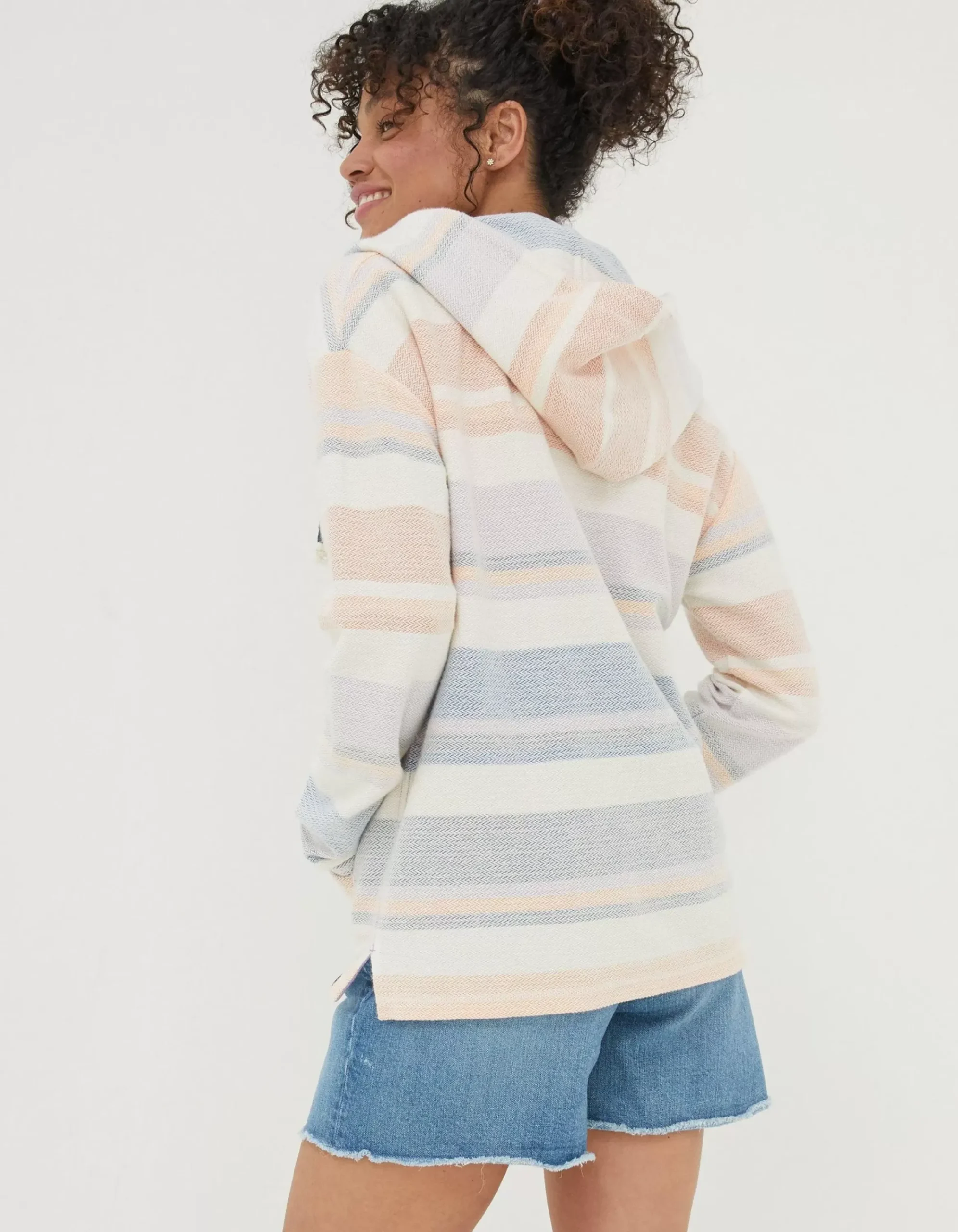 FatFace Daisy Textured Stripe Hoodie Multi Colour Online