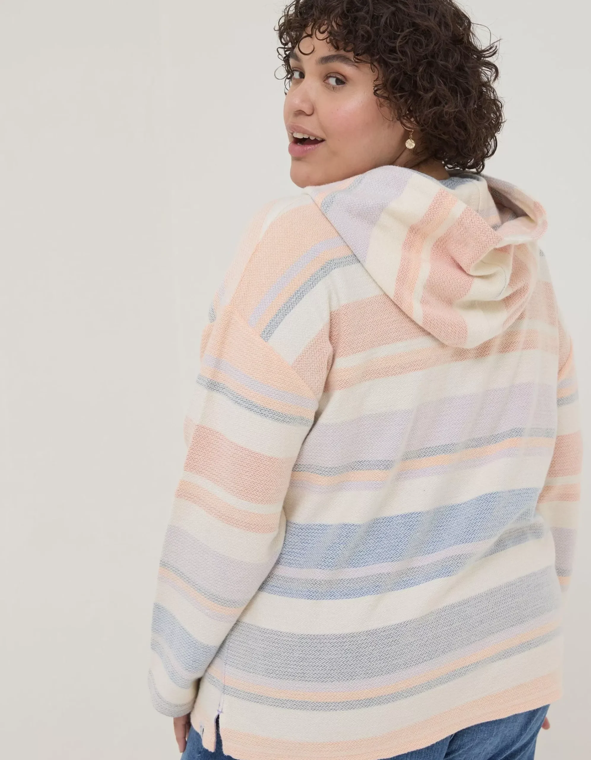 FatFace Daisy Textured Stripe Hoodie Multi Colour Online