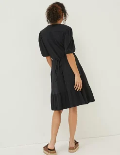 FatFace Danica Jersey Wrap Dress Black Clearance