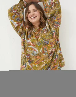 FatFace Danni Prairie Paisley Tunic Light Olive Hot