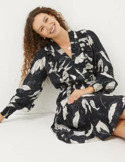 FatFace Darcey Twilight Leaves Dress Black Clearance