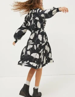FatFace Darcey Twilight Leaves Dress Black Clearance