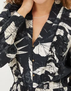 FatFace Darcey Twilight Leaves Dress Black Clearance