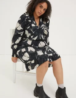 FatFace Darcey Twilight Leaves Dress Black Clearance