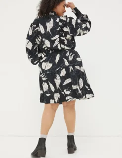 FatFace Darcey Twilight Leaves Dress Black Clearance