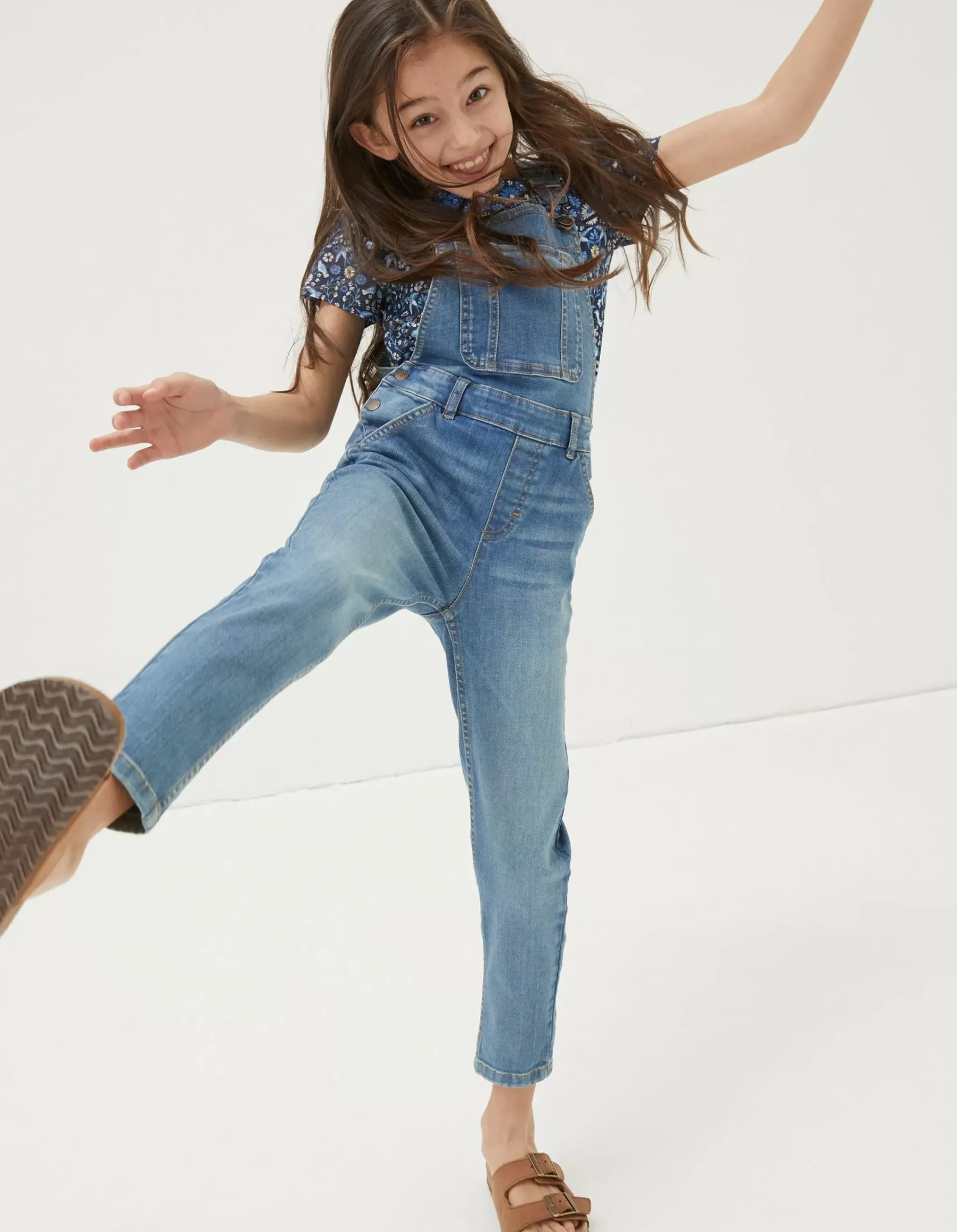 FatFace Darcy Skinny Denim Dungarees Denim Blue Clearance