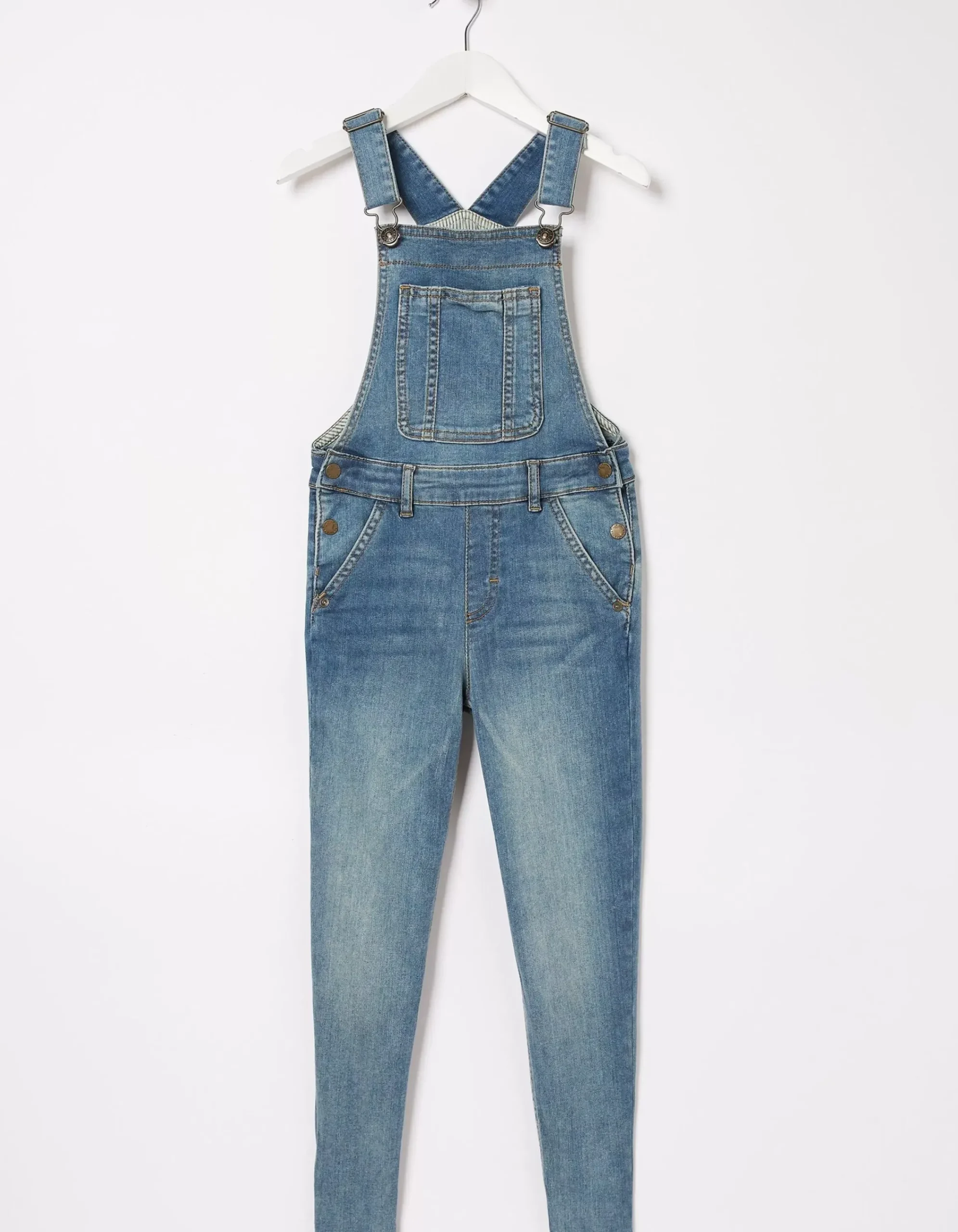 FatFace Darcy Skinny Denim Dungarees Denim Blue Clearance