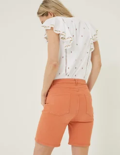 FatFace Darley Denim Shorts Dark Orange Online