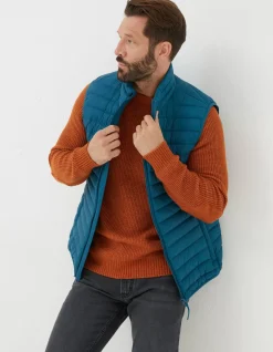 FatFace Dartmouth Gilet Teal Blue Discount