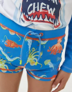FatFace Deep Sea Swim Shorts Light Blue New