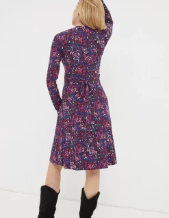 FatFace Delphine Abstract Jersey Dress Purple Online