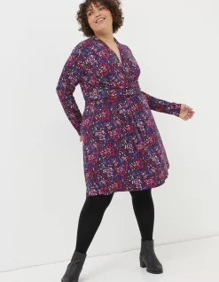 FatFace Delphine Abstract Jersey Dress Purple Online