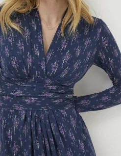 FatFace Delphine Ink Ditsy Jersey Dress Navy New