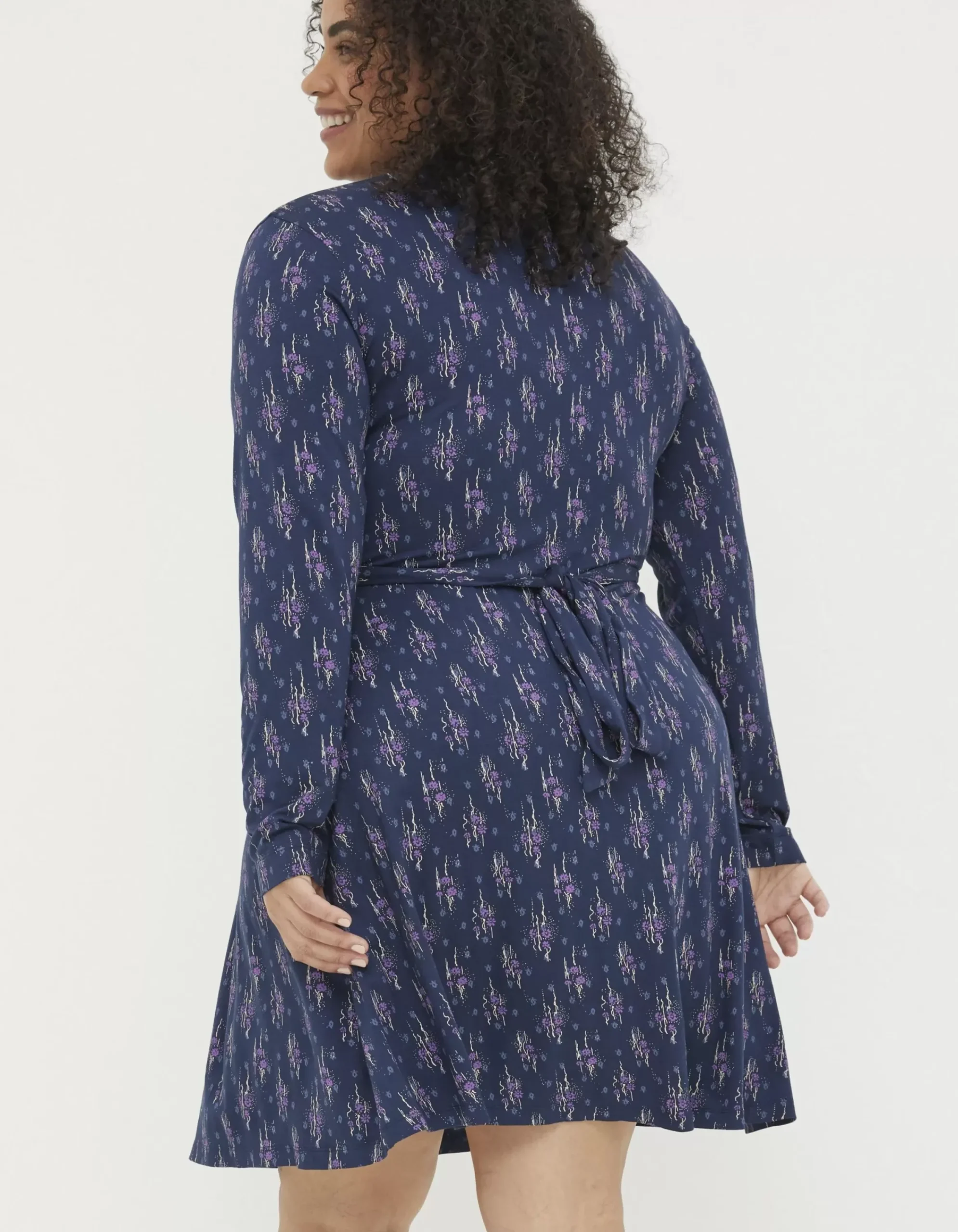 FatFace Delphine Ink Ditsy Jersey Dress Navy New