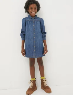 FatFace Denim Shirt Dress Denim Blue