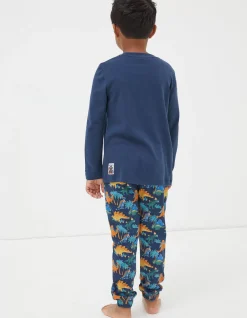 FatFace Dinosaur Jersey Pyjama Set Navy