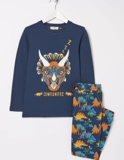 FatFace Dinosaur Jersey Pyjama Set Navy
