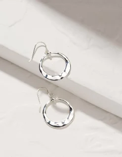 FatFace Disc Drop Earrings Silver Online