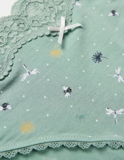 FatFace Ditsy Bee Mini Knickers Green Haze Outlet