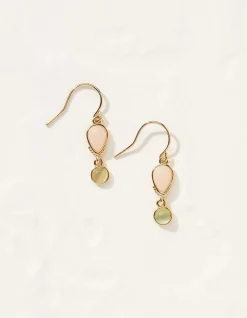 FatFace Double Gem Drop Earrings Multi New