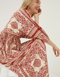 FatFace Effie Bandana Midi Dress Ivory Hot