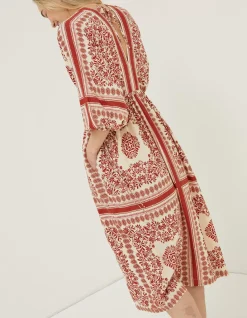 FatFace Effie Bandana Midi Dress Ivory Hot