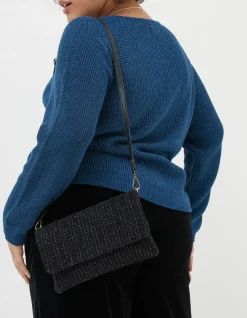 FatFace Elena Boucle Crossbody Bag Black New