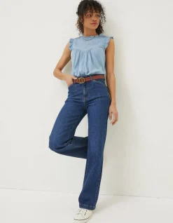 FatFace Elise Wide Leg Comfort Stretch Jeans Indigo New