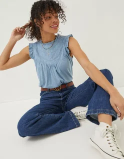 FatFace Elise Wide Leg Comfort Stretch Jeans Indigo New