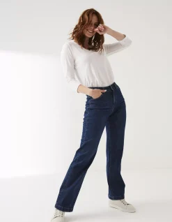 FatFace Elise Wide Leg Comfort Stretch Jeans Indigo New