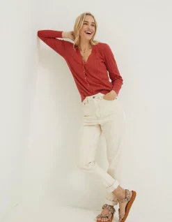 FatFace Elissa Cardigan Rust Red New