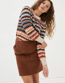 FatFace Eliza Cord Skirt Dark Tan Clearance