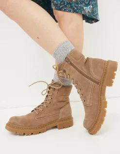 FatFace Eliza Suede Ankle Worker Boot Stone