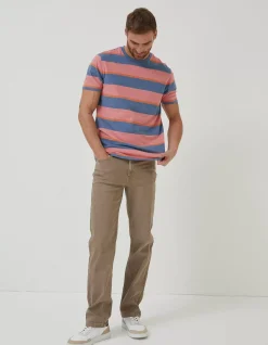 FatFace Ellbridge Stripe T-Shirt Orange Best