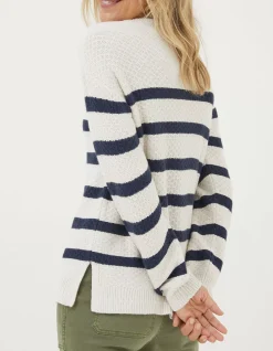 FatFace Ellie Stripe Jumper Ivory Outlet