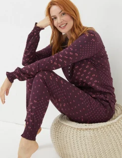 FatFace Elsie Foulard Jersey Set Plum New