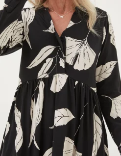 FatFace Elsie Twilight Leaves Dress Black New
