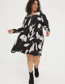 FatFace Elsie Twilight Leaves Dress Black New