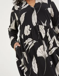 FatFace Elsie Twilight Leaves Dress Black New