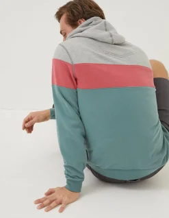 FatFace Emsworth Stripe Hoodie Teal Green