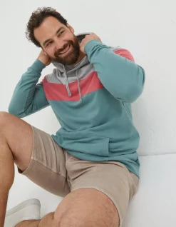 FatFace Emsworth Stripe Hoodie Teal Green
