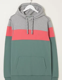 FatFace Emsworth Stripe Hoodie Teal Green