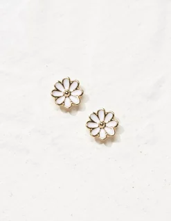 FatFace Enamel Daisy Studs Gold Outlet