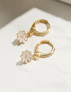FatFace Enamel Flower Drop Earrings Gold Online